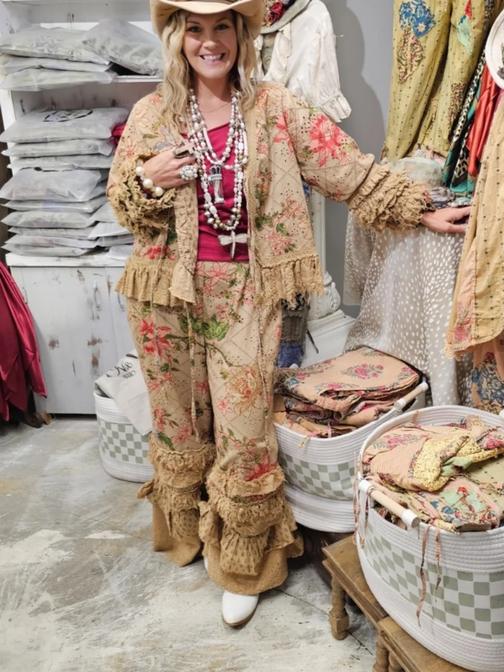 🎉 A RARE BIRD “ TATTERED FLOWER” A RARE BIRD HAND MADE TATTERED FLOWER PANTS